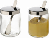 APS 40415 Sennepsgryde, sæt med 2 stk. Ø 5cm, H: 6cm, glas, rustfrit stål, inkl. ske og låg
