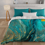 PETTI Artigiani Italiani - Vinterdyne, Vinterdyne, Enkel quilt, Dobbeltsidet, Ensfarvet og digitalt tryk, 100% anti-allergisk mikrofiber, Made in Italy Dyner og dyner Naty Shop Grøn marmor 160 X 190 Cm