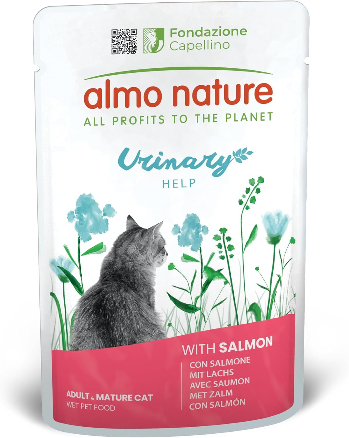almo nature Funktionel urinvejshjælp - Vådfoder til voksne katte med laks - Understøtter urinvejens sundhed - 30 poser á 70 g hver