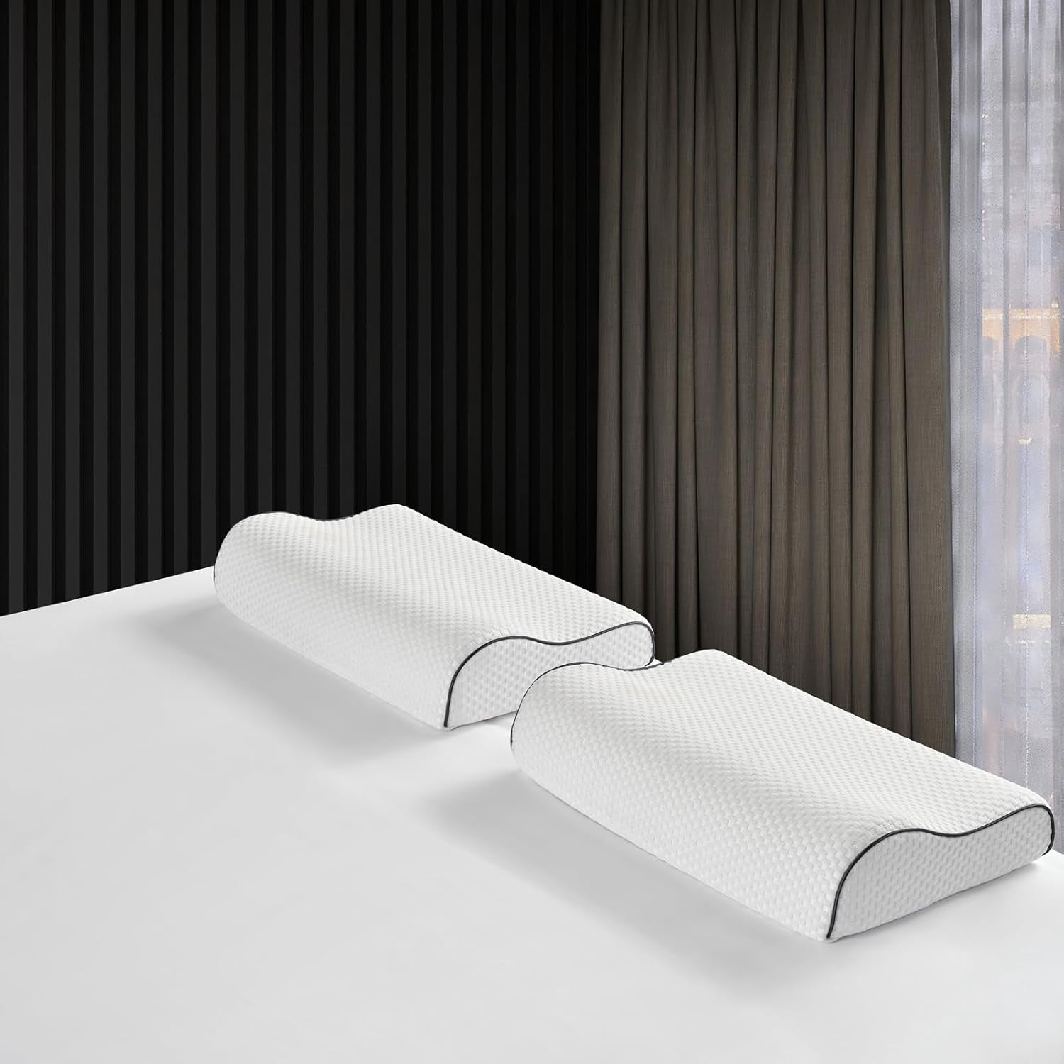 Z-Hom Nakkestøttepude, Memory Foam Pude, Side Sovepude, Ergonomisk Pude, Anti Snorke Pude, Ortopædisk Sovepude, Aftageligt betræk (49 X 30 X 7/10 Cm) Cervikale ortopædiske puder Naty Shop
