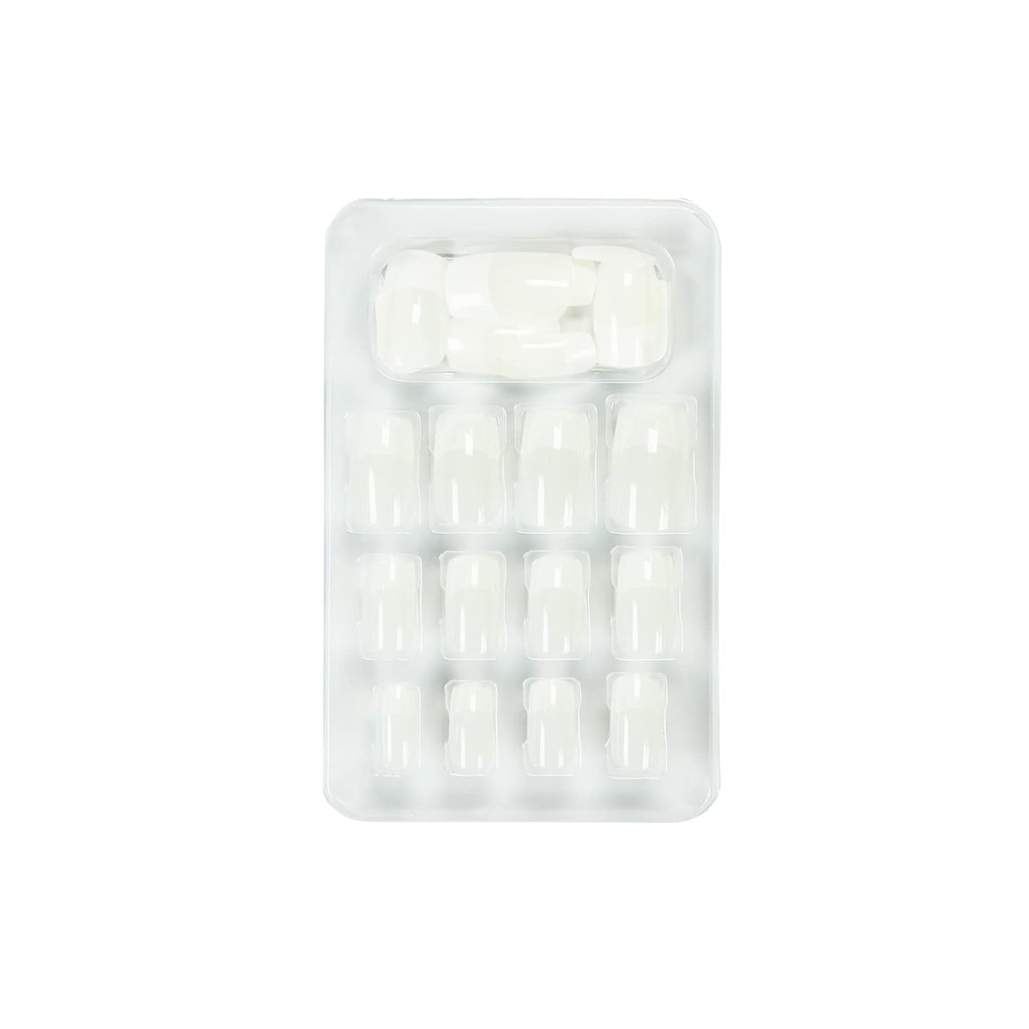 Glam'Up Paris – Falske negle – Fuld dækning – Nem at bruge – 24 falske negle pr. æske + dobbeltklæbende tape – XL firkantet form – nr. 3 – fransk manicure, hvid