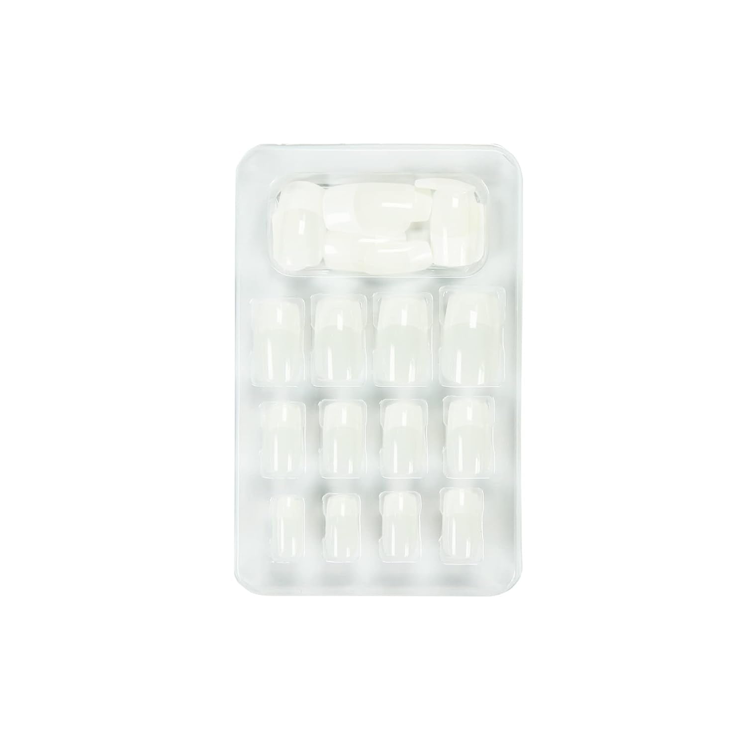 Glam'Up Paris – Falske negle – Fuld dækning – Nem at bruge – 24 falske negle pr. æske + dobbeltklæbende tape – XL firkantet form – nr. 3 – fransk manicure, hvid