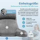 Ella læsepude til seng og sofa med aftagelig nakkerulle - Rygpude til seng - Memory Foam læsepude med armlæn, ideel til at læse, se tv, slappe af eller som rygstøtte - Grå