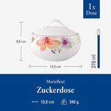 Villeroy & Boch - Mariefleur sukkerskål, diverse farver, tåler opvaskemaskine, tåler mikroovn, sukkerskål med låg, sukkerskål, opbevaring, kaffetilbehør, blomsterservice, premium porcelæn