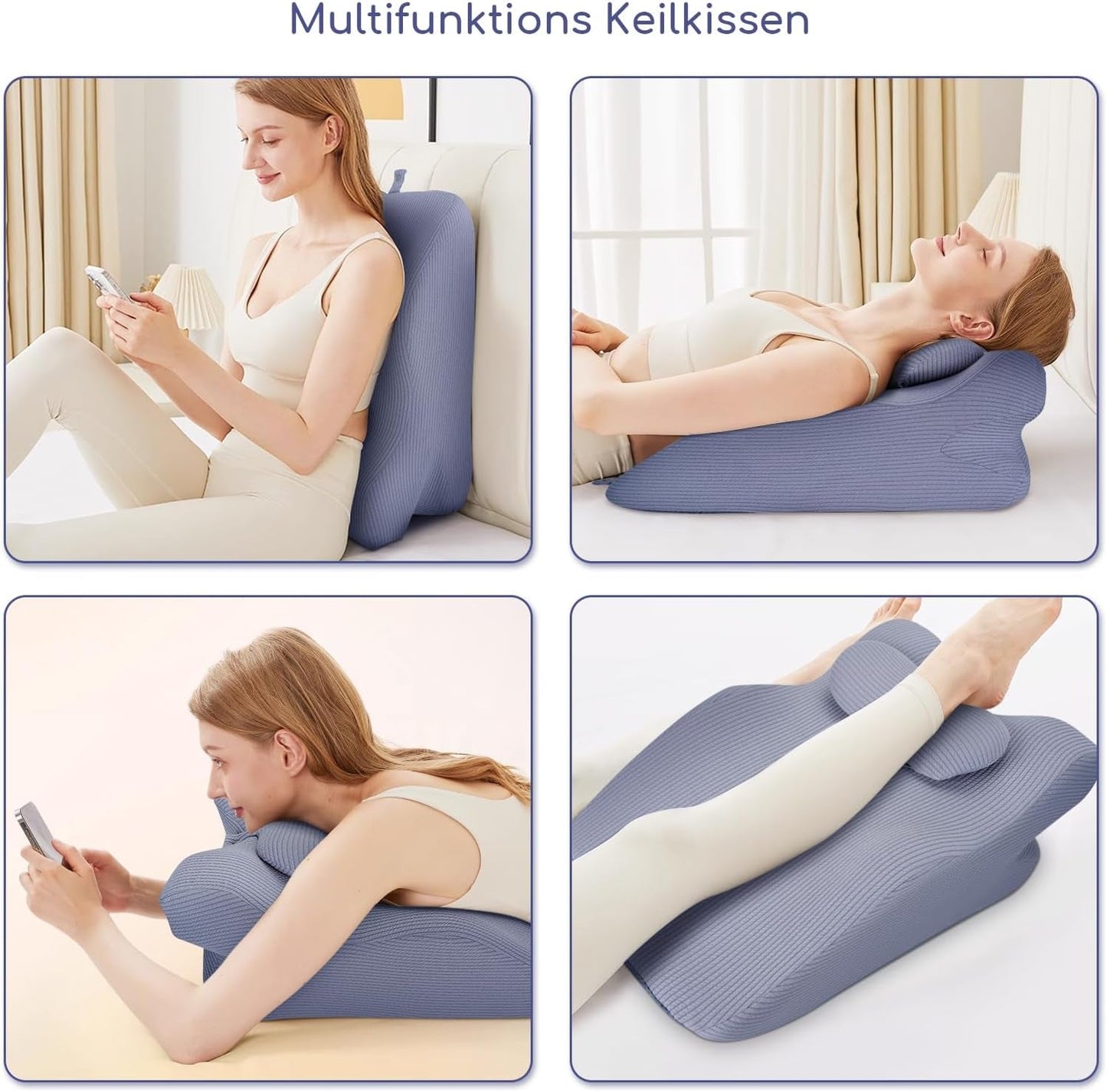 Læsepude til seng og sofa, Fjerpude, Memory Foam Sengepude, Sidesovepude, Ergonomisk rygstøttepude til at læse og se tv