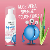 PopoLino Baby blød bundskum i stedet for våde babyservietter. Vegansk og naturligt kosmetisk renseskum! Bundskum med aloe vera, troldnød, bergamot og E-vitamin. Gør bunde og miljø glade.