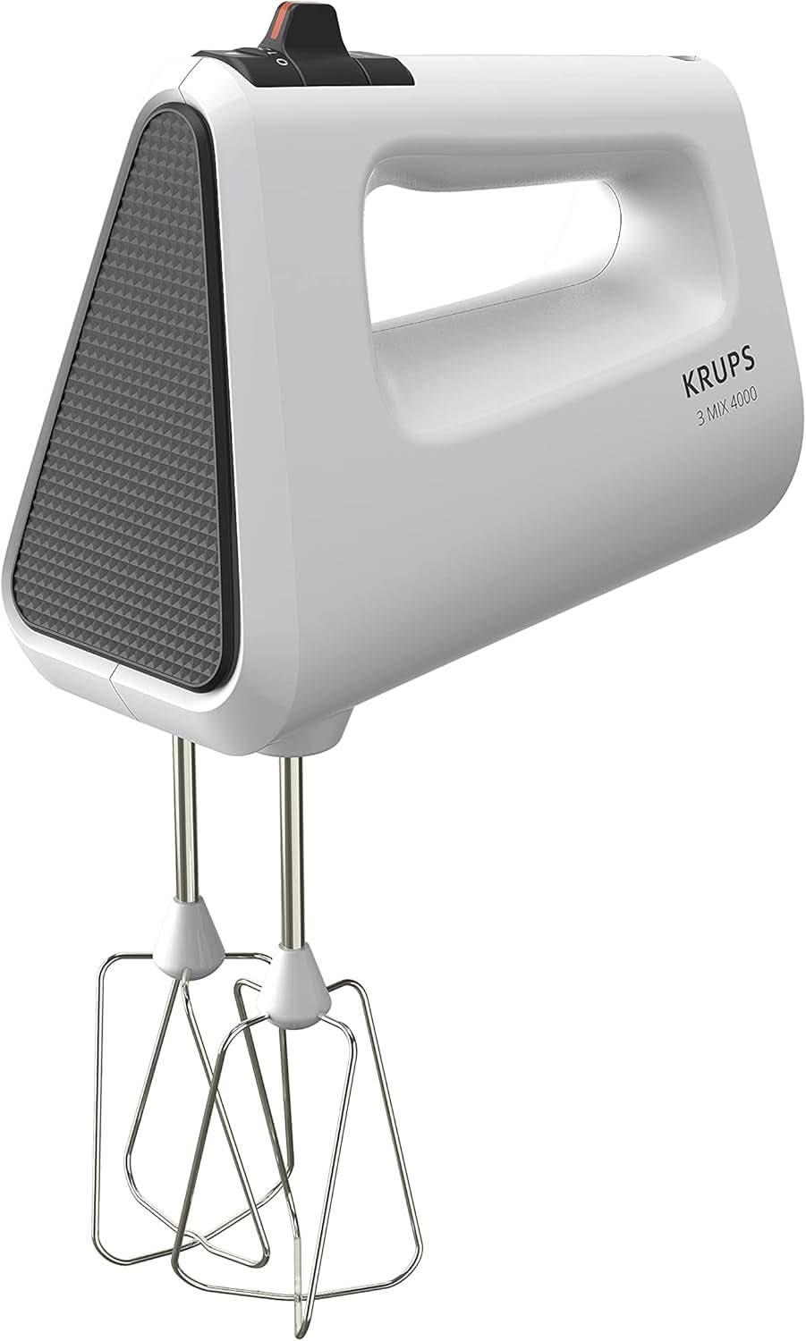 Krups GN4001 3 Mix 4000 Håndmixer | 450 watt | Robust design | Variabel hastighedsregulator | Turbo-Und Auswurf-Funktion | Inkl. 2 Rührbesen Und 2 Knethaken | Weiß/Grau Kitchen Naty Shop