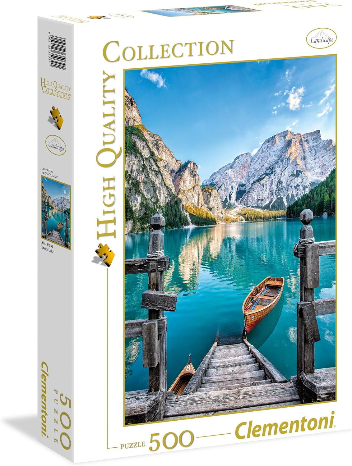 Clementoni 35039 Braies Lake - 500 brikkers puslespil fra 9 år gammelt Farverigt puslespil for voksne med dristige farver Færdighedsspil for hele familien God gaveidé-puslespil Naty Shop Standardtitel