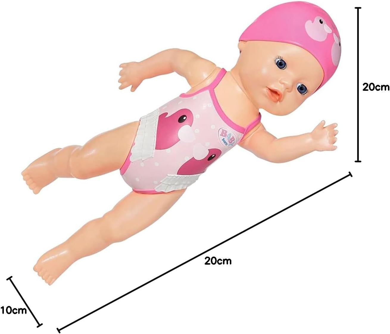 BABY Born My First Swimmer Girl - 30 cm Dukke - Badedukke med drejemekanisme, Vandtæt - Virker uden batterier - Velegnet til børn fra 1 år og derover