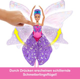 Barbie Dance And Flutter 2-i-1 danser-til-sommerfugl transformationsdukke med åbne vinger, lilla hår, hårsmykker og aftagelig tutu, HXJ10 Naty Shop-dukker