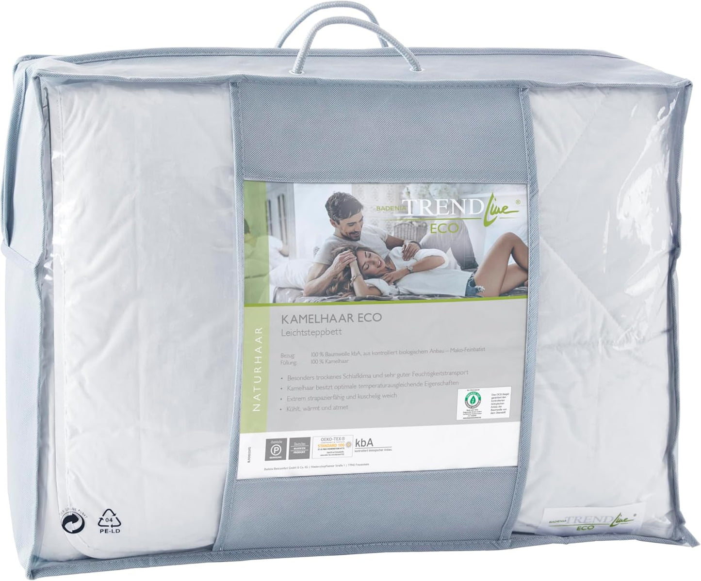 Badenia Trendline Eco Quilt Camel Letvægts 155 X 220 Cm, hvid, Oeko-Tex certificeret, produceret i henhold til den tyske kvalitetsstandard Quilts og dyner Naty Shop