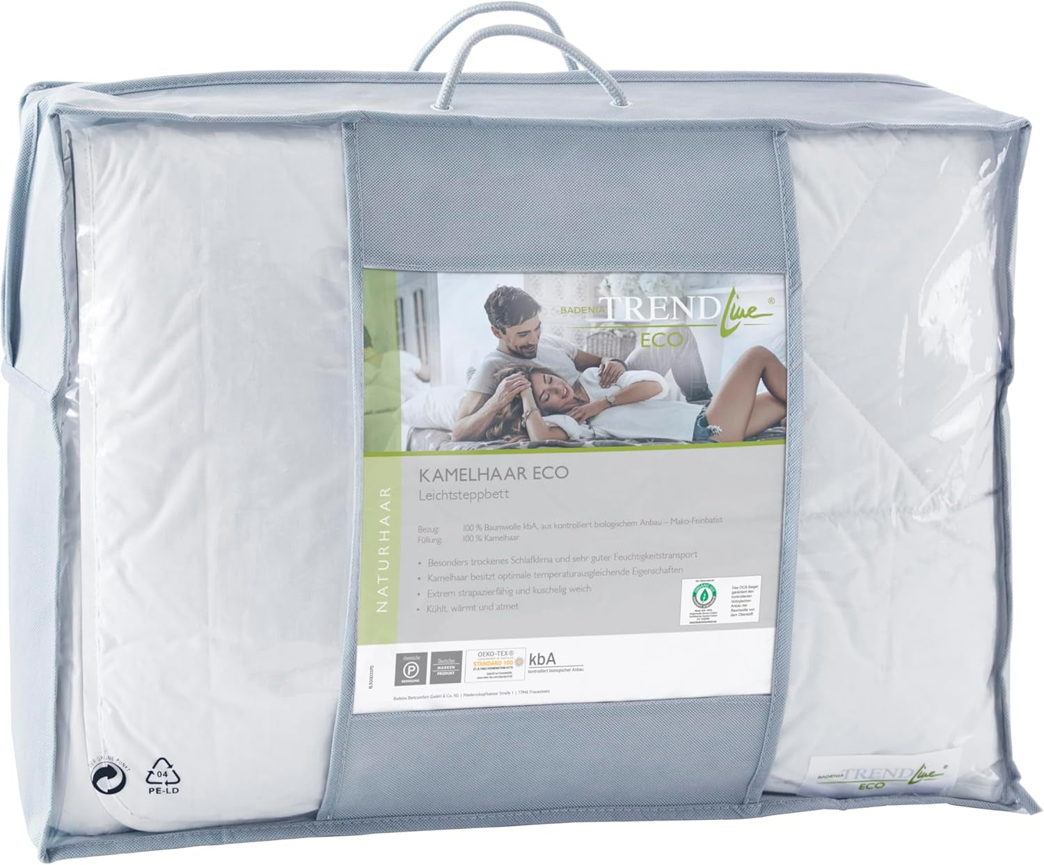 Badenia Trendline Eco Quilt Camel Letvægts 155 X 220 Cm, hvid, Oeko-Tex certificeret, produceret i henhold til den tyske kvalitetsstandard Quilts og dyner Naty Shop