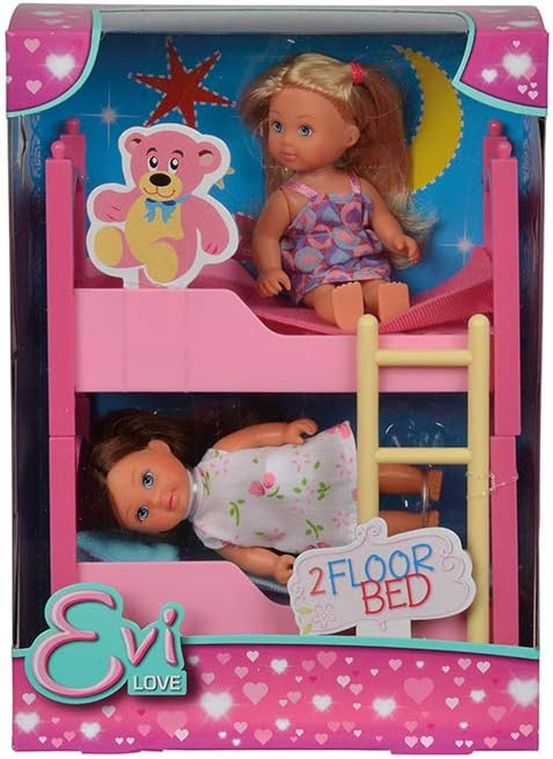 Simba 108178046 105733847 - Evi Love 2 etagers seng / med to Evi-dukker / med køjeseng / inklusive tilbehør / påklædningsdukke / 12 cm, til børn fra 3 år og derover