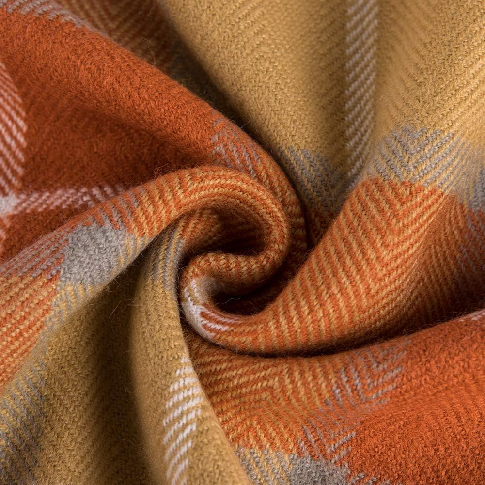 G Lake Orange Plaid tæppe Kast Akryl Blødt Vendbart Farvet Frynset Sengetæppe Gave Til Julepynt 127 Cm B X 170,2 Cm L-Græskar Orange Senge og Tæpper G Lake