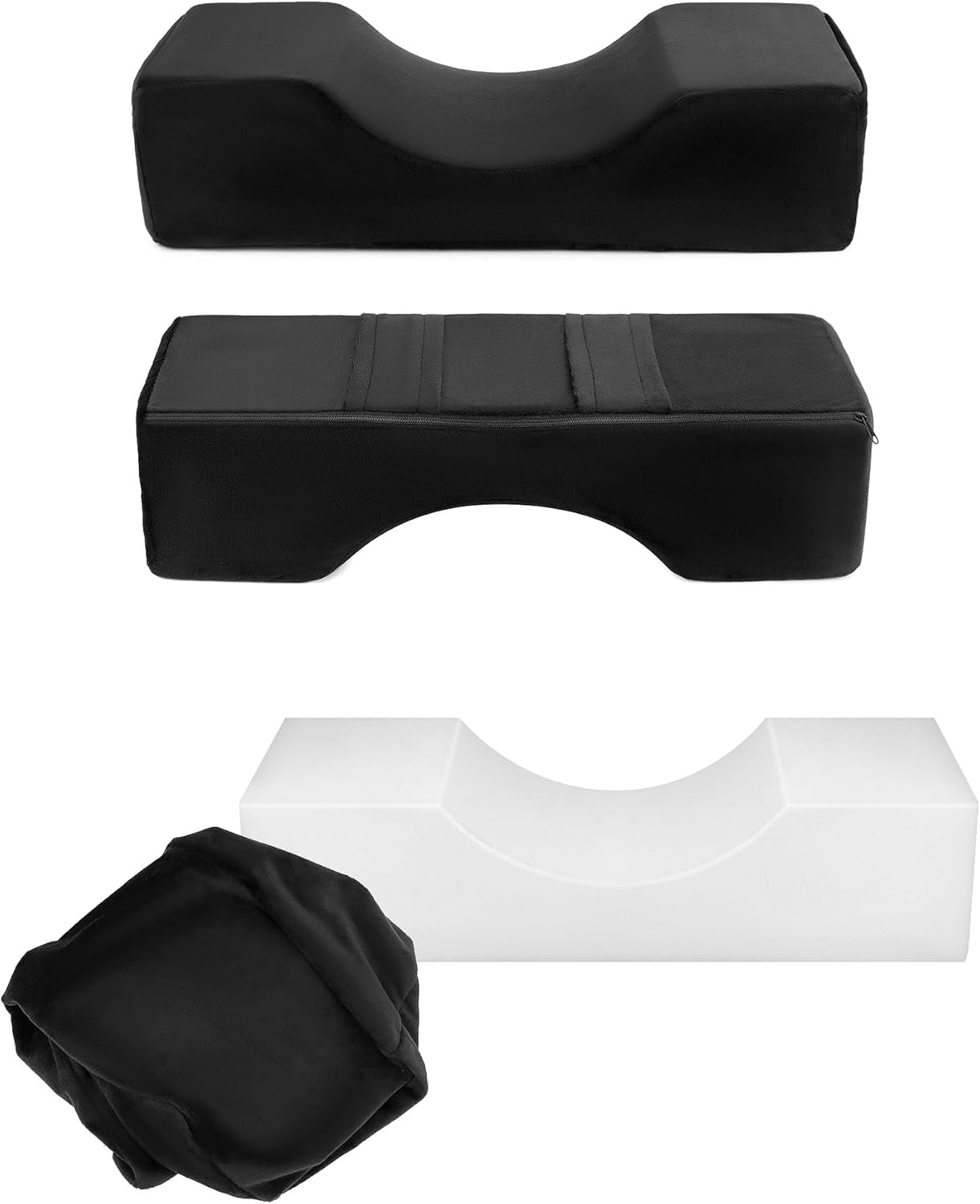 QWORK® øjenvippepude, U-formet skønhedssminkepude, ergonomisk øjenvippepude til forlængelse, Memory Foam øjenvippepude til skønhedssalon hjemmebrug (sort) Cervikal ortopædiske puder Naty Shop