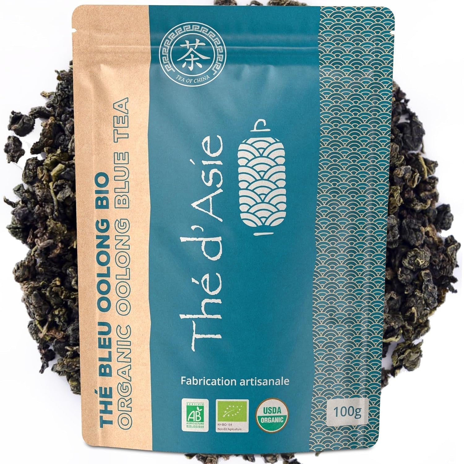 Khla - Økologisk Oolong Te 100 G - Blå te - Naturlig løs te - Økologisk asiatisk te - Løs og skåret - Urtete og infusionste - Fra Kina