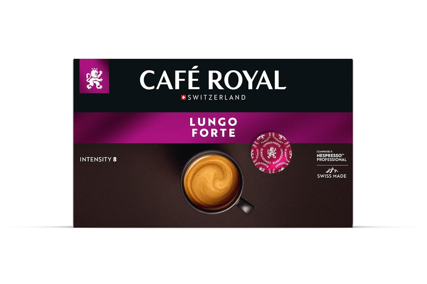 Café Royal Professional Pads, Lungo Forte, 50 Nespresso (R) Professionelle kompatible puder til kontor og gastronomie, Rainforest Alliance certificering, 100 Prozent Arabica Kaffee, Intensitet 8