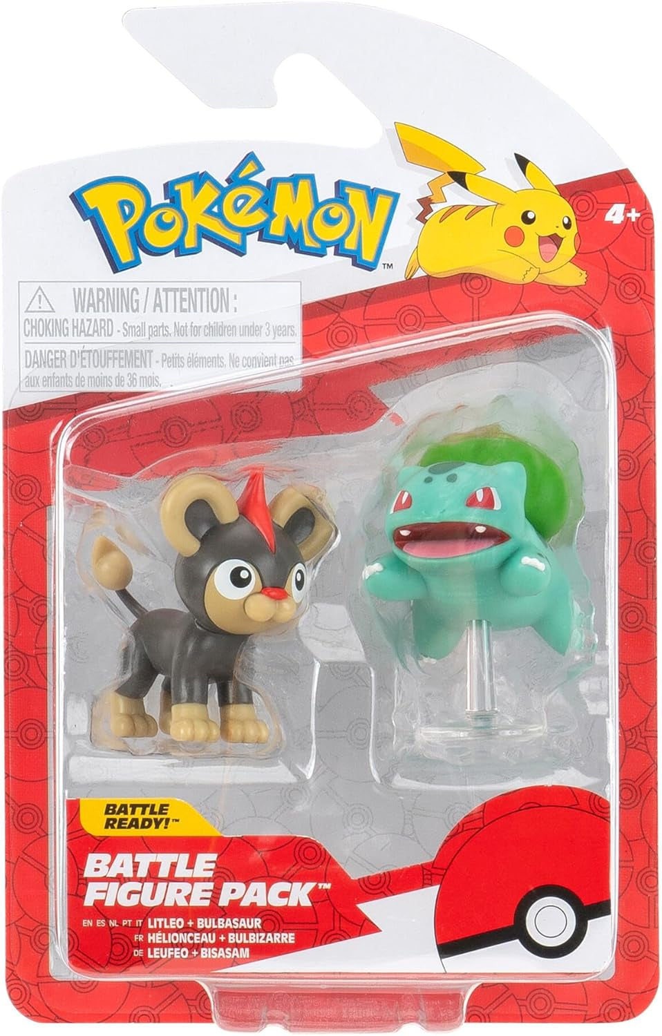 Pokémon PKW3583 - Battle Figure Pack - Leufeo & Bisasam, detaljerede officielle figurer, 5 cm hver actionfigurer Naty Shop Standardtitel