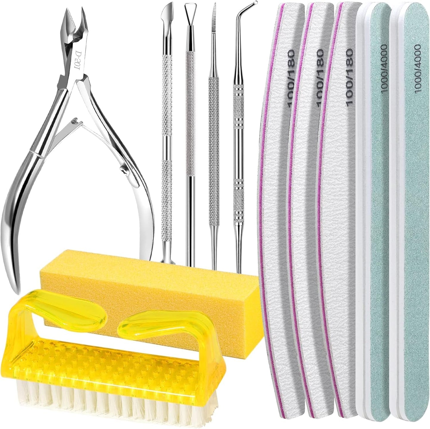 FANDAMEI Manicure Set, Buffer Für Nägel, Nagelfeile 100/180, Nagelfeilen Für Gelnägel, Nagelhautschieber, Buffer Für Gelnägel, Feilen Für Gelnägel, Nagelzange, Nagelfeilen Set, Maniküre & Pedicure Set