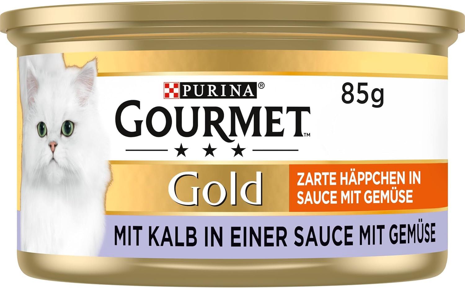 Møre gourmet-guldstykker i grøntsagssauce Kalve- og grøntsagsvåd kattefoder Pakke med 12 (12 x 85 g)