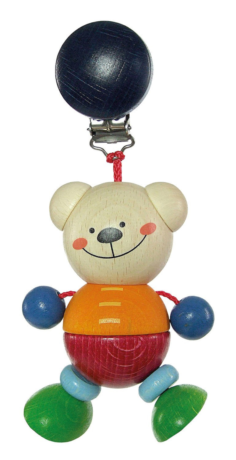 Trælegetøj 12778 - Trævedhæng, Henry the bear-serien, til babyer fra 3 måneder, håndlavet, med sikkerhedsclips, mål ca. 6,5 x 4 x 19 cm Jucarii Bebe Naty Shop Standardtitel