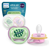 Philips AVENT ultraluftsutter - pakke med 4 BPA-fri, åndbare sutter til babyer 6-18 måneder, inklusive bæretaske og sterilisering, skildpadde/hvalmønster (model SCF085/66)