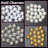 GZMAYUEN 920 stk Guld Sølv Flatback Perlen Für Nägel, Halbrunde Weiße Beige Nail Perlen, Kleine Halbrunde Flatback Perlen Für DIY Nail Art Decor