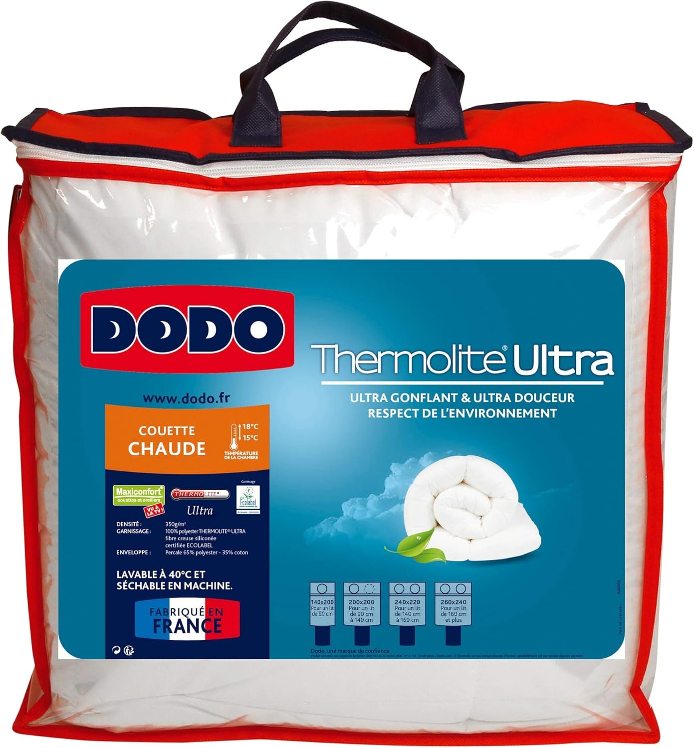 Maxiconfort Ultra dyne, varm, syntetisk fiber, 260 X 240 cm, hvide Dyner og dyner Naty Shop