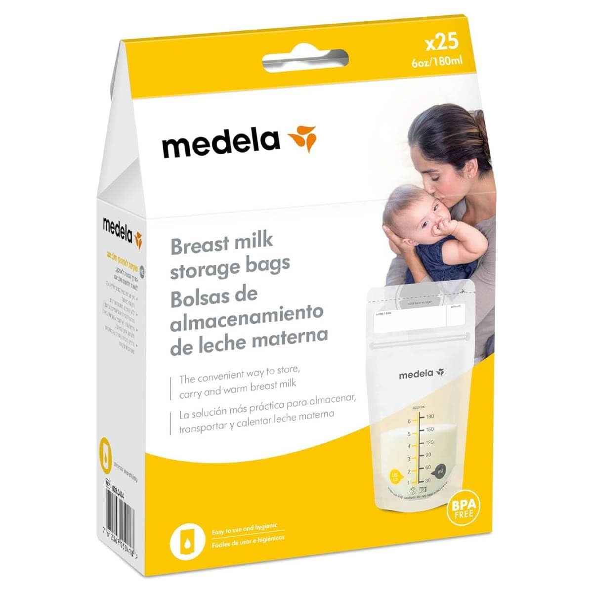 Medela modermælksopbevaringsposer 25 stk, ca. 200 ml, hvid (spansk version) Tilbehør Mad og amning Baby Naty Shop 25 poser