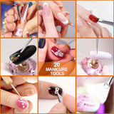 Hanyousheng 20 Stück Nagel Pinsel Sæt, 15 Stück Nageldesign Pinsel, 5 Stück Nail Art Dotting Tools Für DIY Nail Art Design