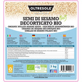 Økologiske sesamfrø 3 kg, rå økologiske oliefrø, hvid sesam, naturligt afskallet, uristet, kilde til calcium og jern, økonomipakke