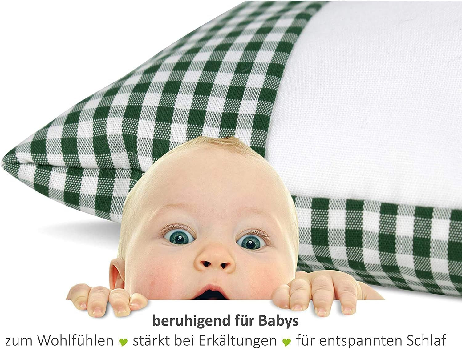 Gözze - Urteduftende pude, 200 G urteblandingsfyld, 100 % bomuldsbetræk, 30 X 20 Cm - Plaid Green Naty Shop Standardpuder