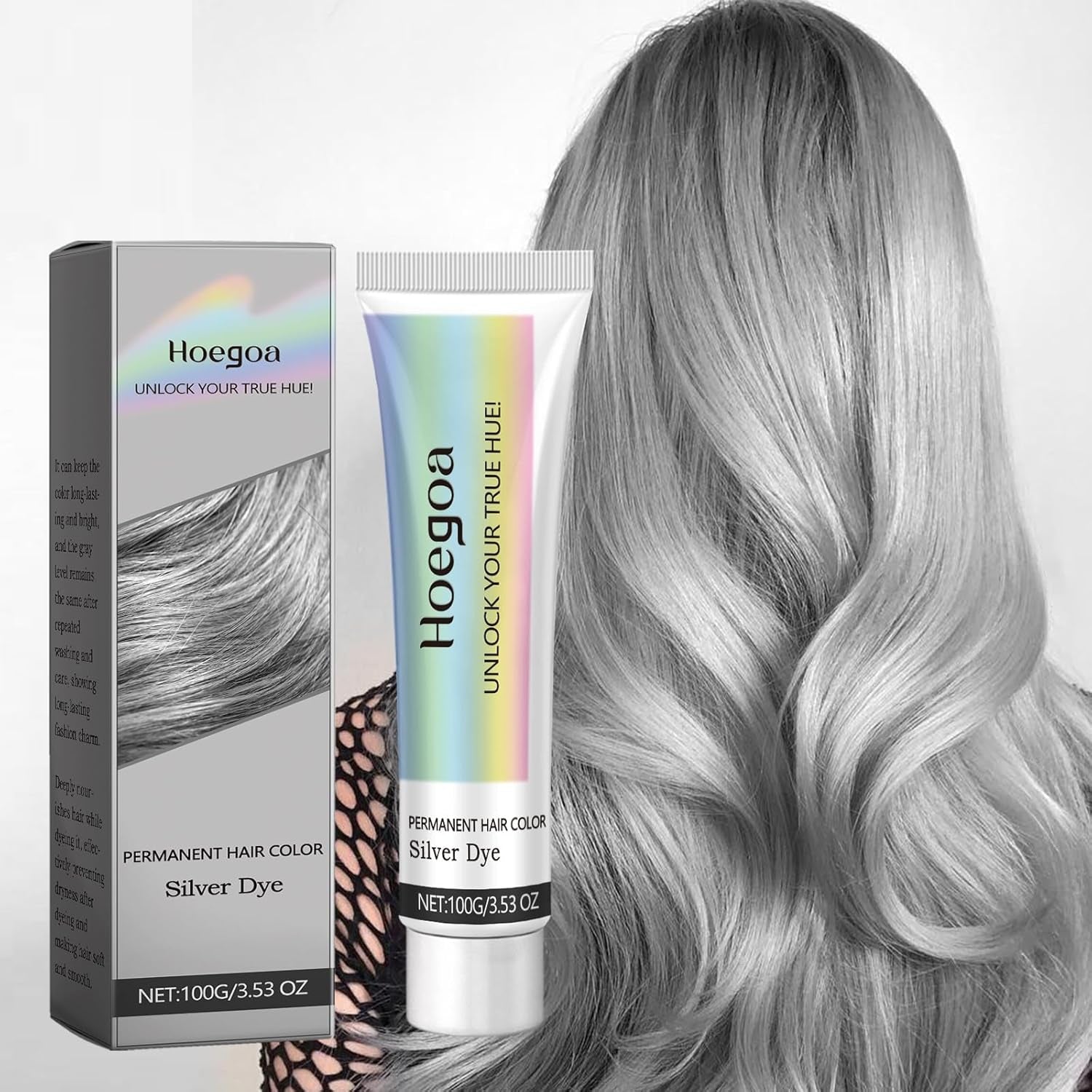 2-i-1 Natural Essence Extract Silver Hårfarve, Detroit Rain Silver Hårfarve, Metallisk Sølv Hårfarve, Sølv Hårfarve til mørkt hår, Sølv Hårfarve, Permanent Hårfarve (1 stk) Naty Shop Hair Dye Standardtitel