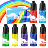 Gel madfarve - 7 x 15 ml koncentreret regnbuefarve til kagepynt, bagning, småkager, macarons - Sukkerfri madfarve til drikkevarer, kagepynt, Slime DIY