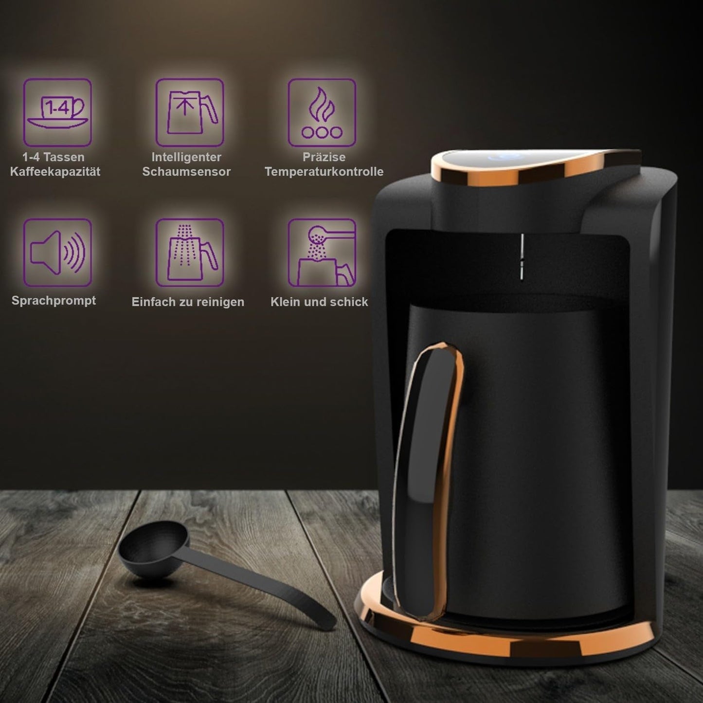 Tyrkisk kaffebar Inca | Türk Kahve Maskiner | 250 ml (1-4 kopper) | 400W | IKM-01 | Beskyttelse mod spild og kogning uden vand | Varmeplade i rustfrit stål | Automatisk nedlukning | Til en perfekt tyrkisk kaffe