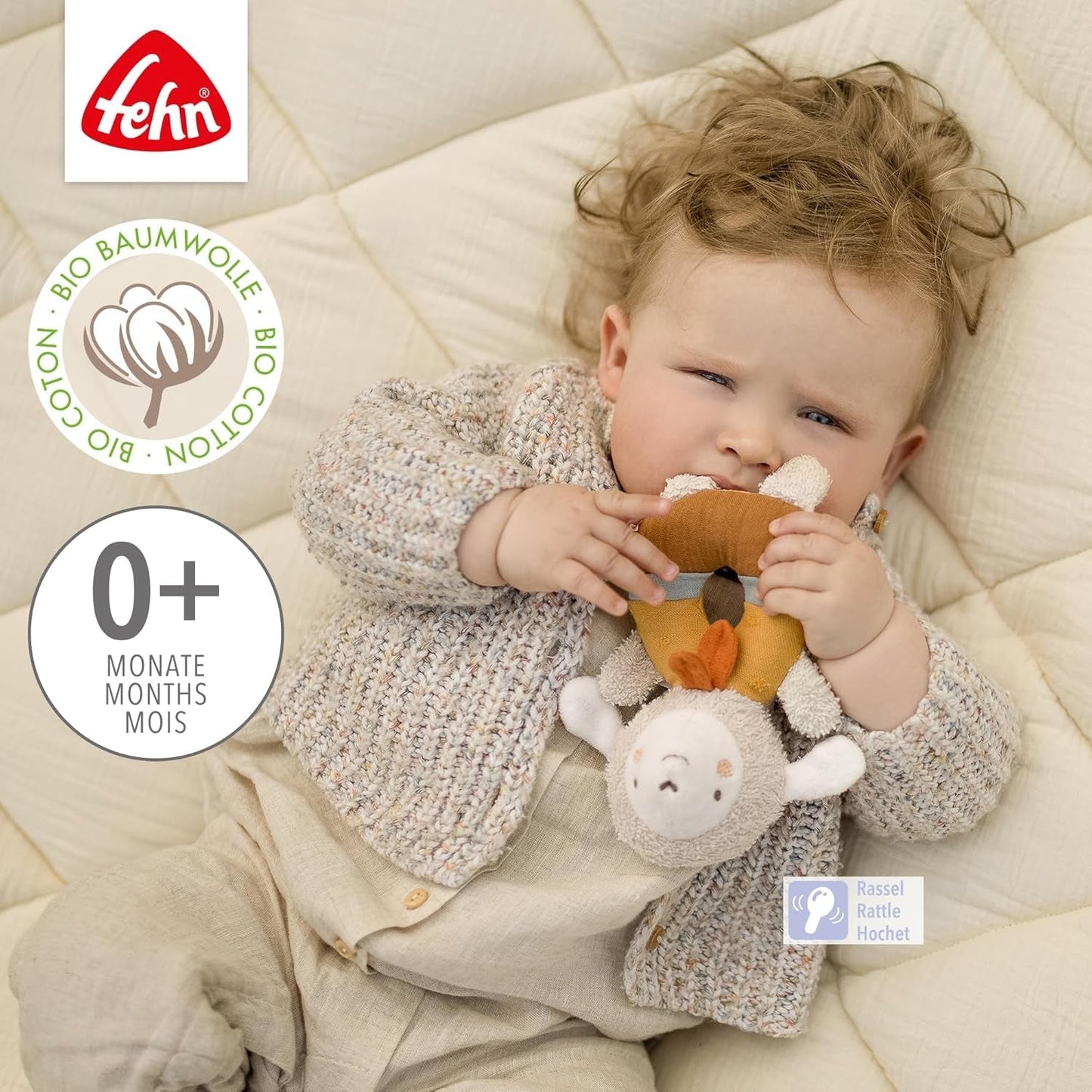 Fehn baby grip ring fårelegetøj fehnNATUR - plyslegetøj med økologisk bomuld - babylegetøj med klokke og legende læringslegetøj - gribelegetøj til babyer og småbørn fra 0+ måneder Babylegetøj Naty Shop