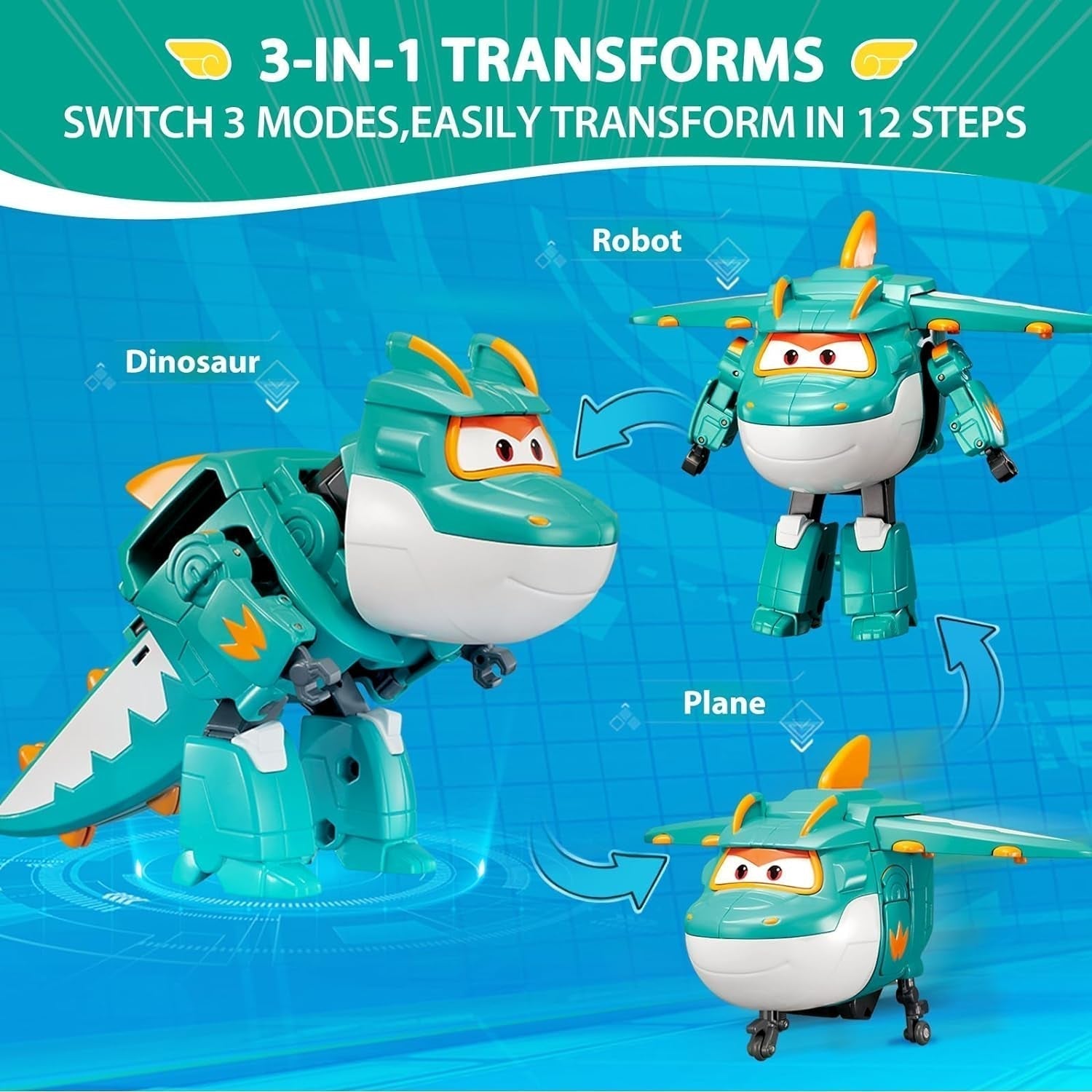 Super Wings 5" Transforming Characters 2-Pack Transforming Supercharged Jett + Tino Transformer Legetøj til drenge og piger i alderen 3+ Røde actionfigurer Naty Shop