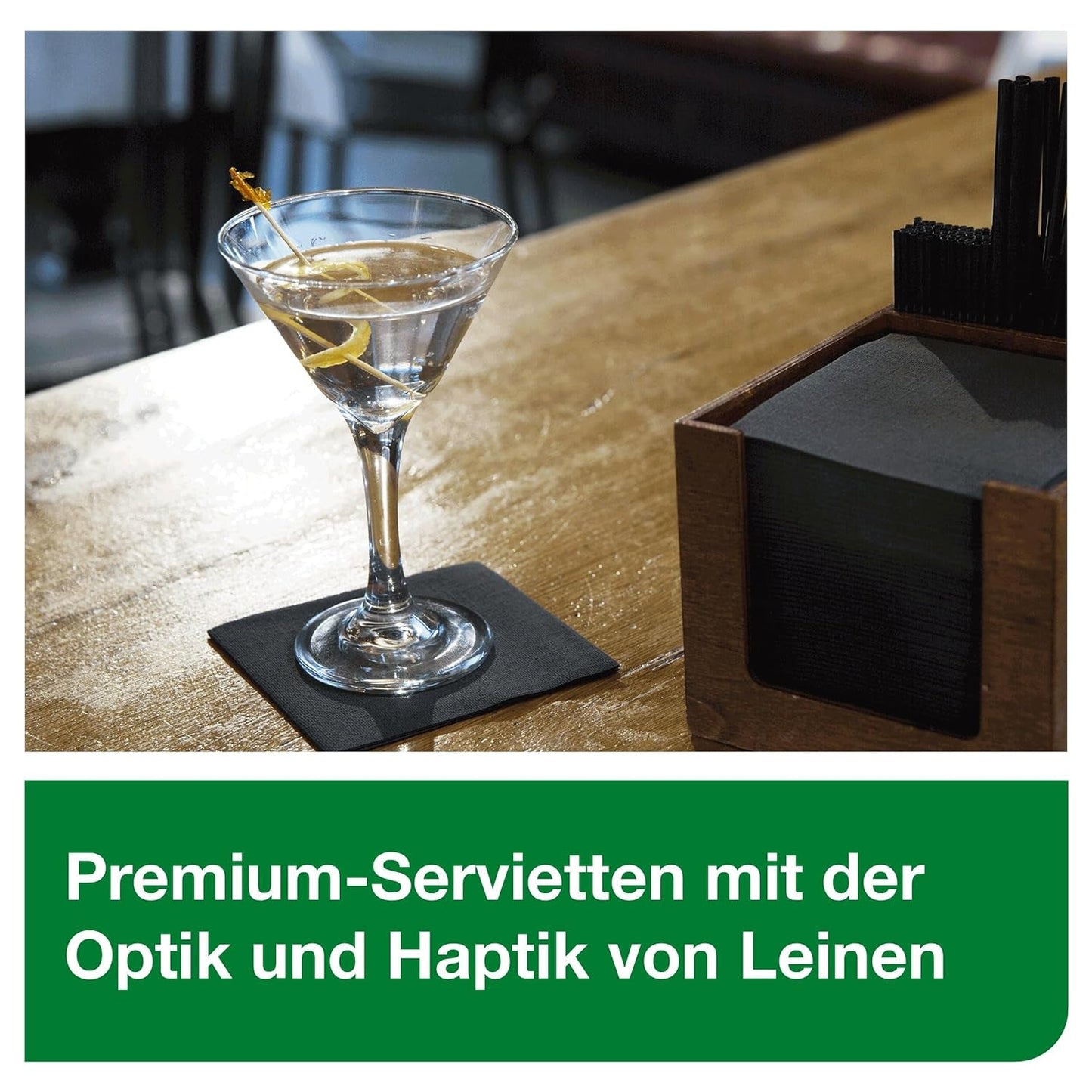 Tork Linstyle 509542 sorte cocktailservietter, 1/4 fold, 1 lag, 23,8 x 23,8 cm, 1 x 100 servietter