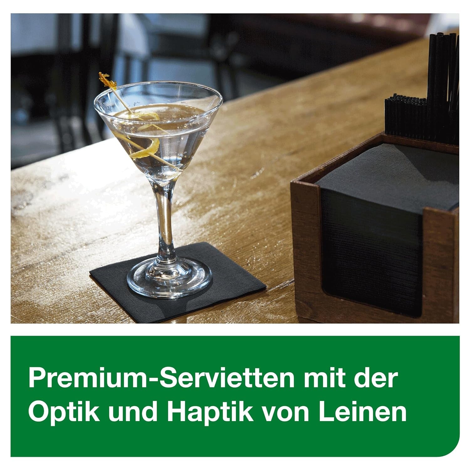 Tork Linstyle 509542 sorte cocktailservietter, 1/4 fold, 1 lag, 23,8 x 23,8 cm, 1 x 100 servietter