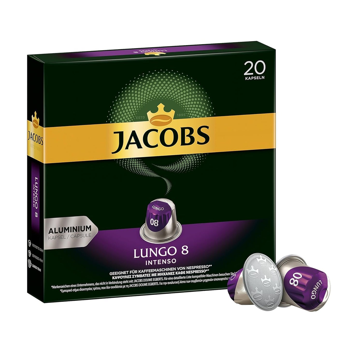 Kaffeekapsel Lungo Intenso, Intensitet 8 af 12, 10 x 20 Getränke & Kaffeekapseln Lungo Classico, Intensität 6 af 12, 20 Nespresso®*-kompatibel Kapsel, 10 x 20 Getränke