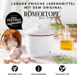 Römertopf Fresh Pot MINI 0,6 liter - Keramisk hvidløgsgryde - Åndbart ler holder grøntsager friske i længere tid - Ideel luftcirkulation - Hvide madkasser Naty Shop