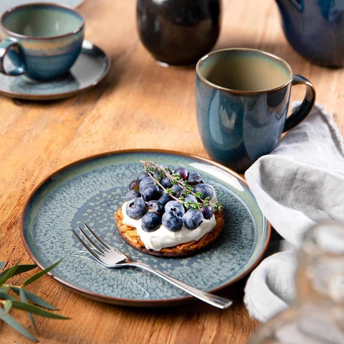 Villeroy & Boch Crafted Denim morgenmadssæt, 6 dele, til 2 personer, blå