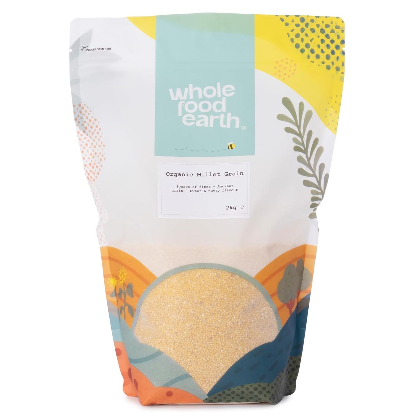 Hirse økologisk Wholefood Jord 2 kg | Ikke-GMO | Vegansk | Rig på fibre | Certificeret økologisk