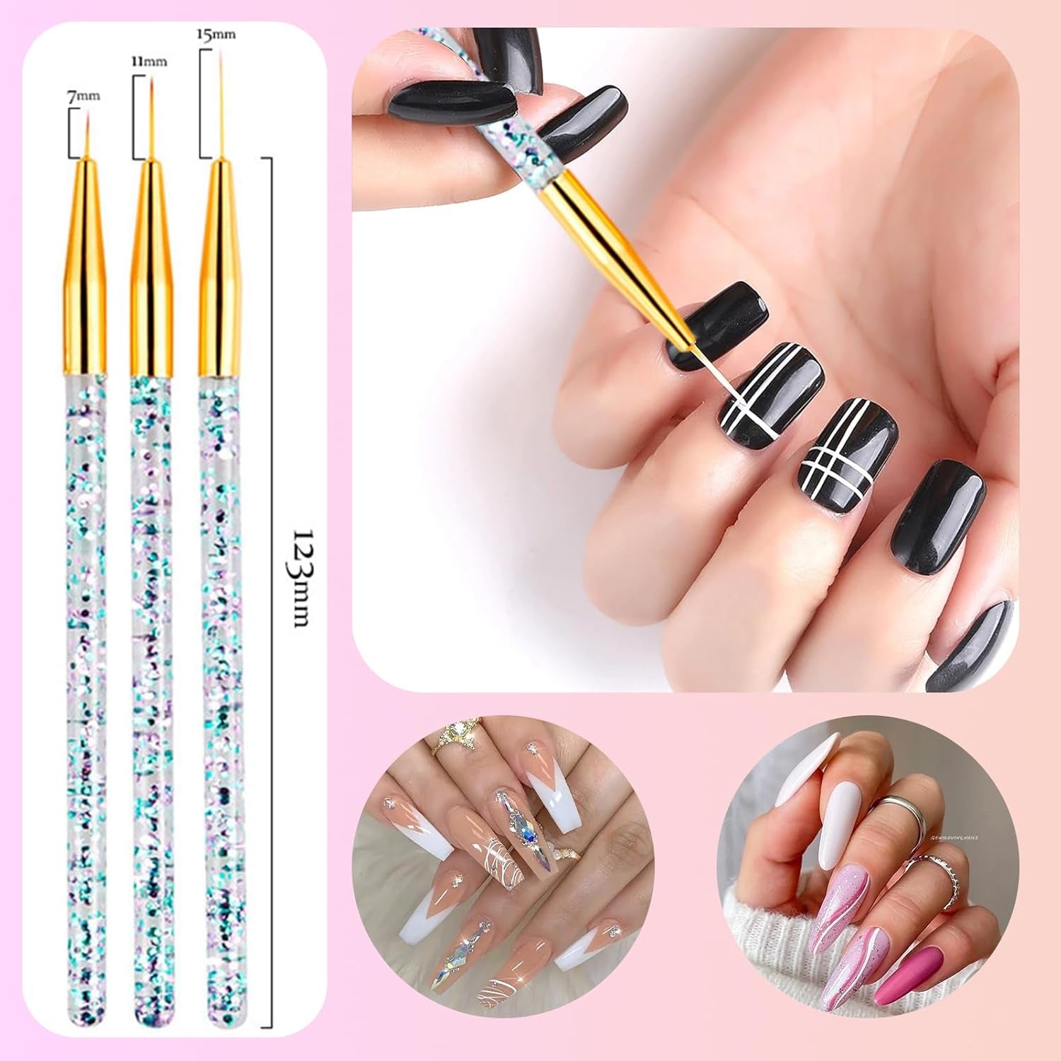 31 Stück Professionelle Nagel Pinsel Set, Dual-Ended Nagelpinsel, Pinsel Für Gelnägel, Akryl Nail Art Pen, Nail Art Dotting Tools, Nail Brush Für DIY Nagelkunst Salon Design