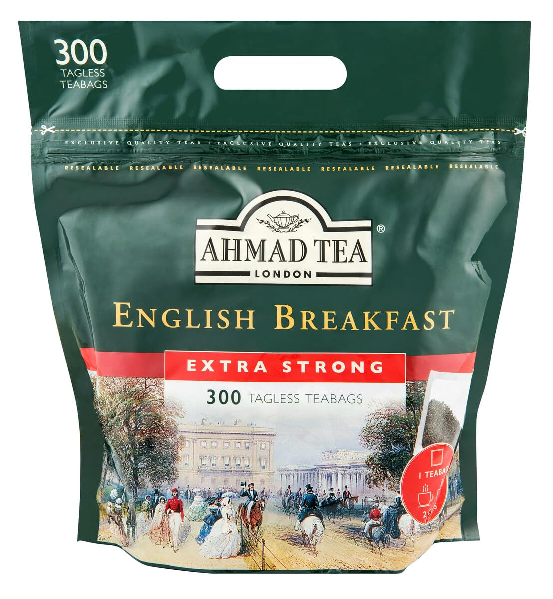 Ahmad te - engelsk morgenmad - sort morgenmadste - Assam & Ceylon te - engelsk teposer uden bånd med 2 g te pr. portion - stor pakke med 300 teposer (2 pakke)