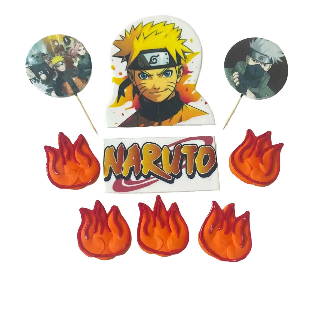 Naruto spiselige dekorationssæt - 9 elementer med Naruto-motiver til at dekorere kager