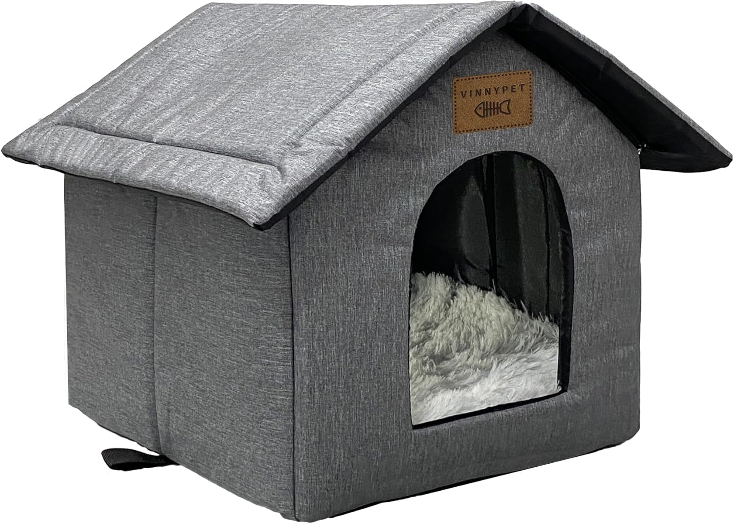 Katzenhaus Für Draußen Winterfest Wasserdicht Wetterfester Katzenhöhle Haustierhaus mit Plüschkissen Varm Hundehöhle Waschbar Hundehaus Tierheim Für Streuner Haustiere 35x30x35cm