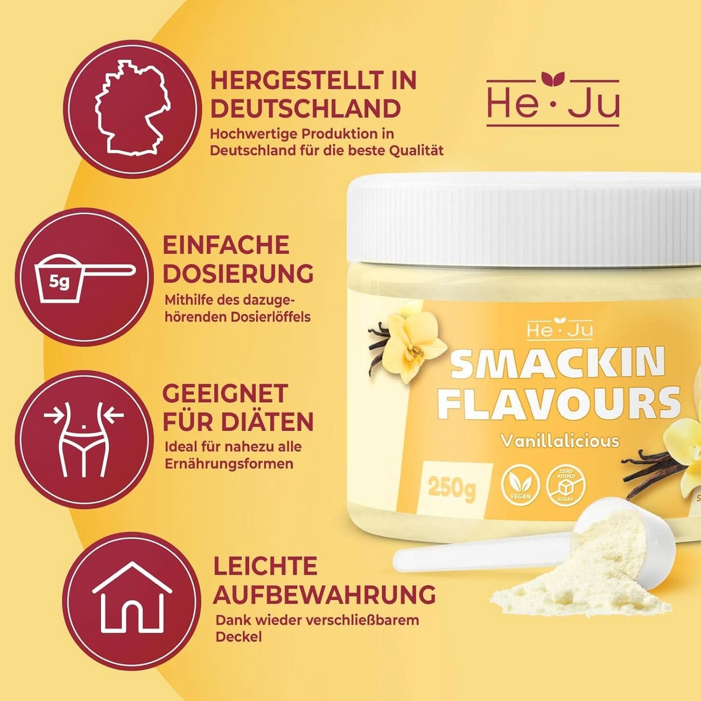 He-Ju, Pulver med vaniljesmag, 250 gram Aromas Naty Shop