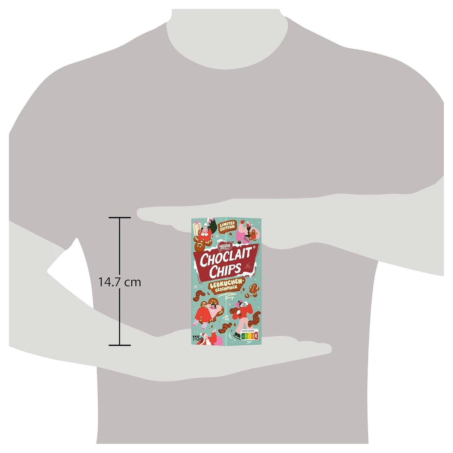 Nestlé Gingerbread, en lækker og sprød snack med smag af honningkager, dækket af mælkechokolade og raffineret med dekorative striber af mørk chokolade, pakke med 4 (1 x 115g)