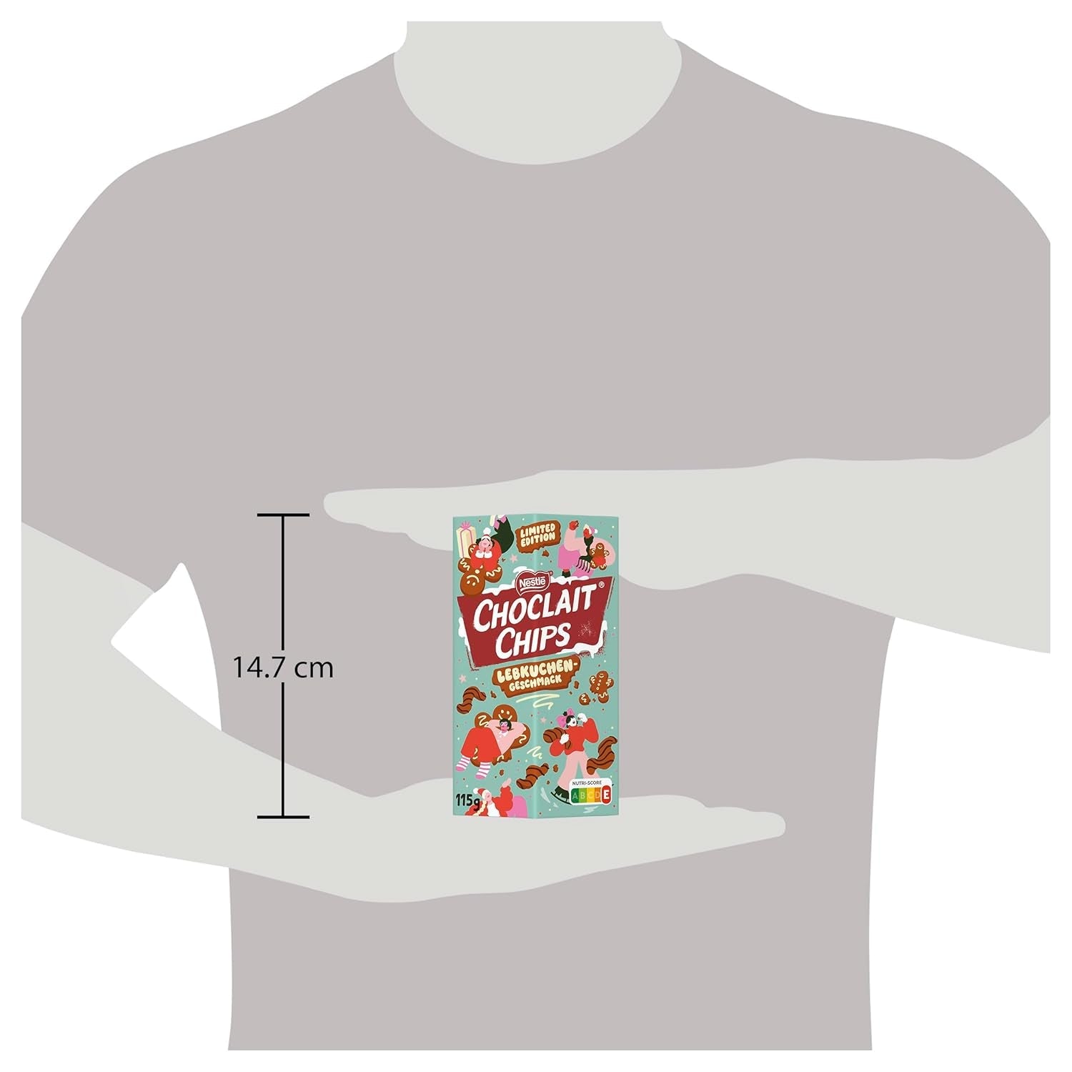 Nestlé Gingerbread, en lækker og sprød snack med smag af honningkager, dækket af mælkechokolade og raffineret med dekorative striber af mørk chokolade, pakke med 4 (1 x 115g)